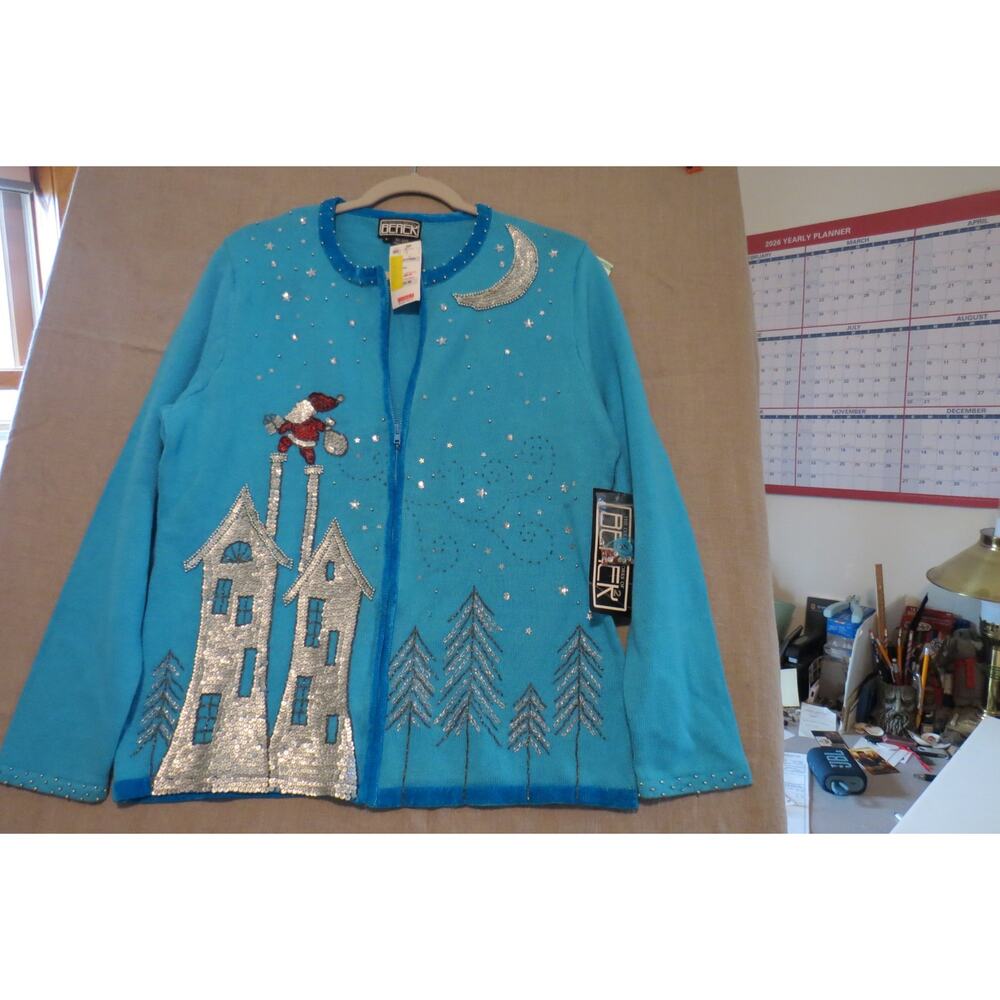 ✨ Berek Turquoise Sequin Holiday Cardigan | NWT Vintage Whimsical Cottagecore